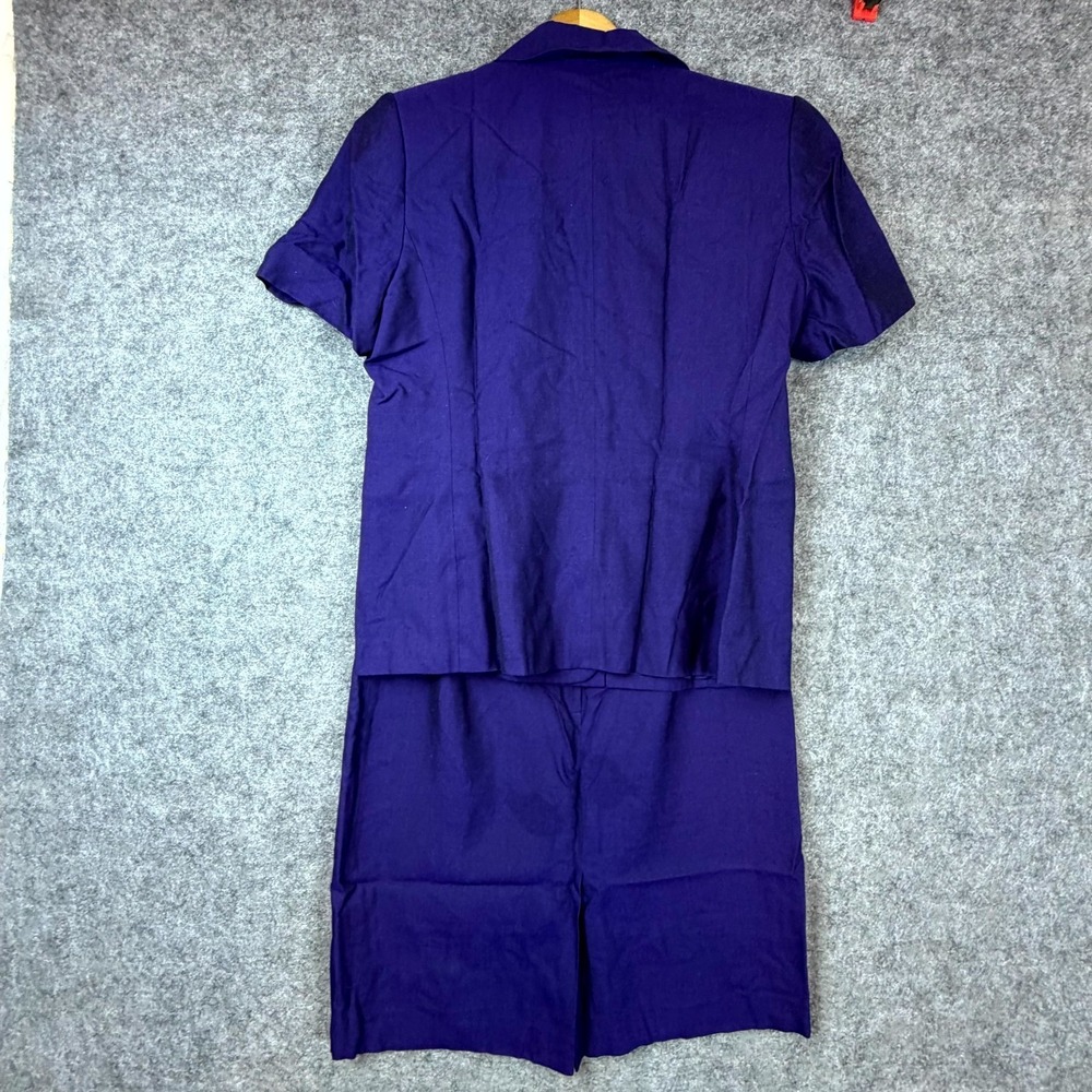Vintage Le Suit Petite‎ Skirt Suit Set Womens 12P Purple Rayon Double Breasted - Picture 2 of 8